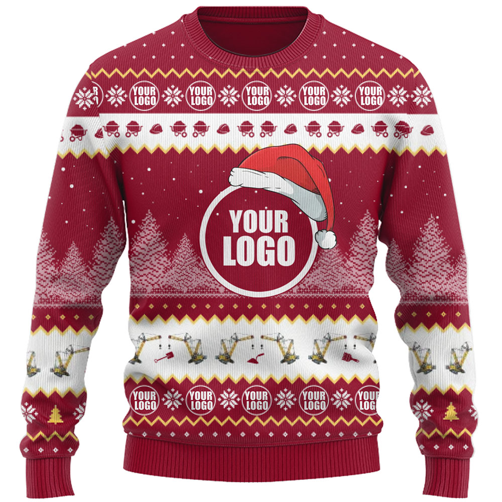 Construction Custom Company Logo Ugly Christmas Sweater 3